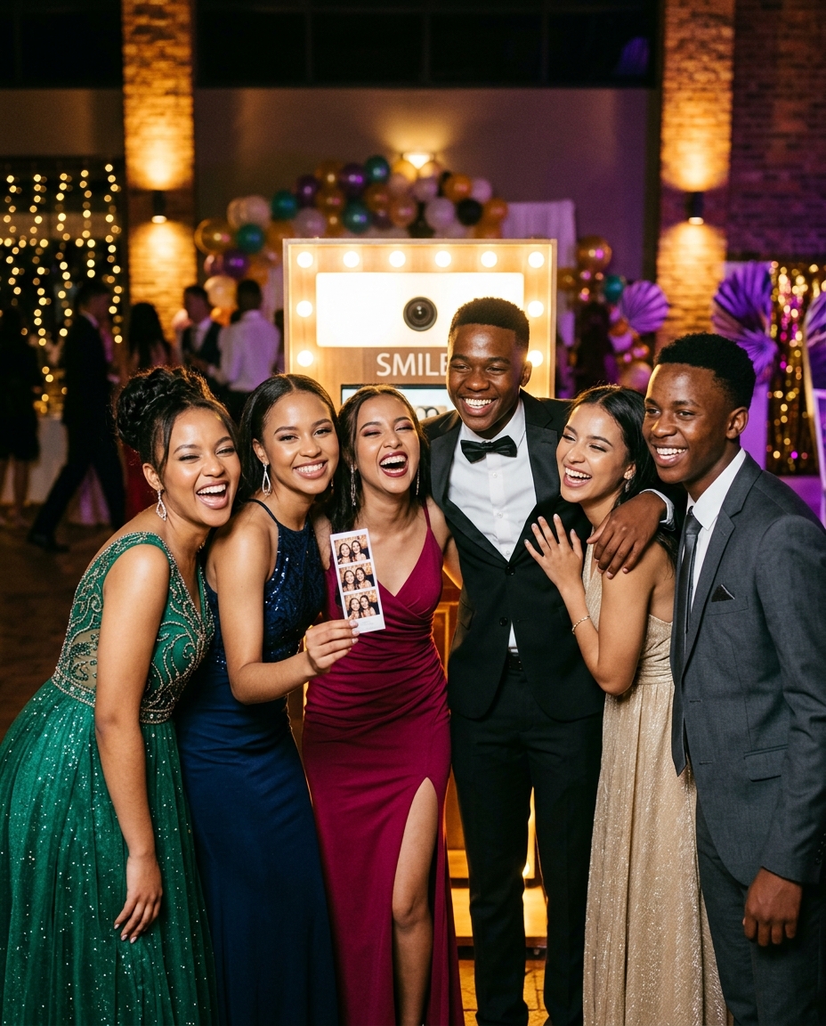 Matric farewell guests at a selfie pod